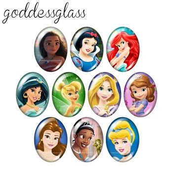 

Princesses 10pcs mixed 13x18mm/18x25mm/30x40mm Oval photo glass cabochon demo flat back Making findings TB0024