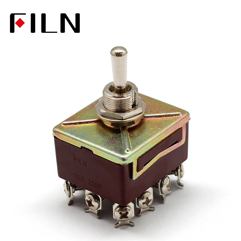 ONOFFON 3 Positions 12 Pins Self-lock Toggle Switch 4PDT 15A 250VAC (6)