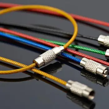 

10pcs Outdoor Hiking Multicolor 1.5mm Stainless steel Wire Rope rings Keychain Cable Key Ring Keyring Holder Tool