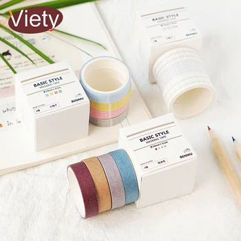 

3-4Pcs/Box Simple Solid color lattice washi tape DIY decoration scrapbooking planner masking tape adhesive tape label sticker
