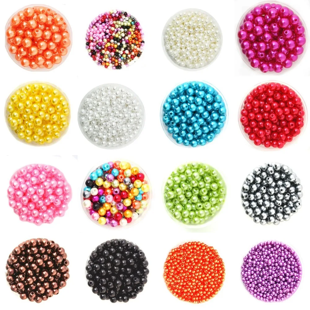 

4/6/8/10mm Multicolor ABS Imitation Pearl Beads Round Plastic Acrylic Spacer Bead for DIY Jewelry Making Findings