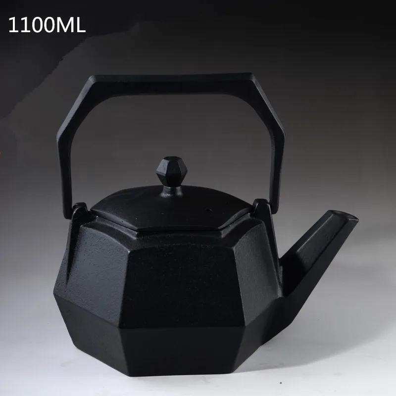 

1100ml Japanese Cast Iron Tea Pot Set Square Uncoated Kung Fu Drinkware Stainless Steel Strainer Tea Kettle Free Shipping