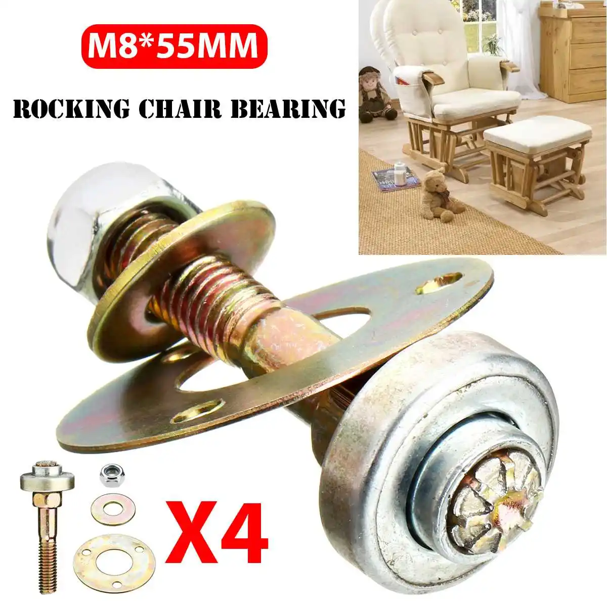 

5Set Rocking Chair Bearing Connecting Fittings Furniture Screws Nut Bolt Kit Furniture Accessories