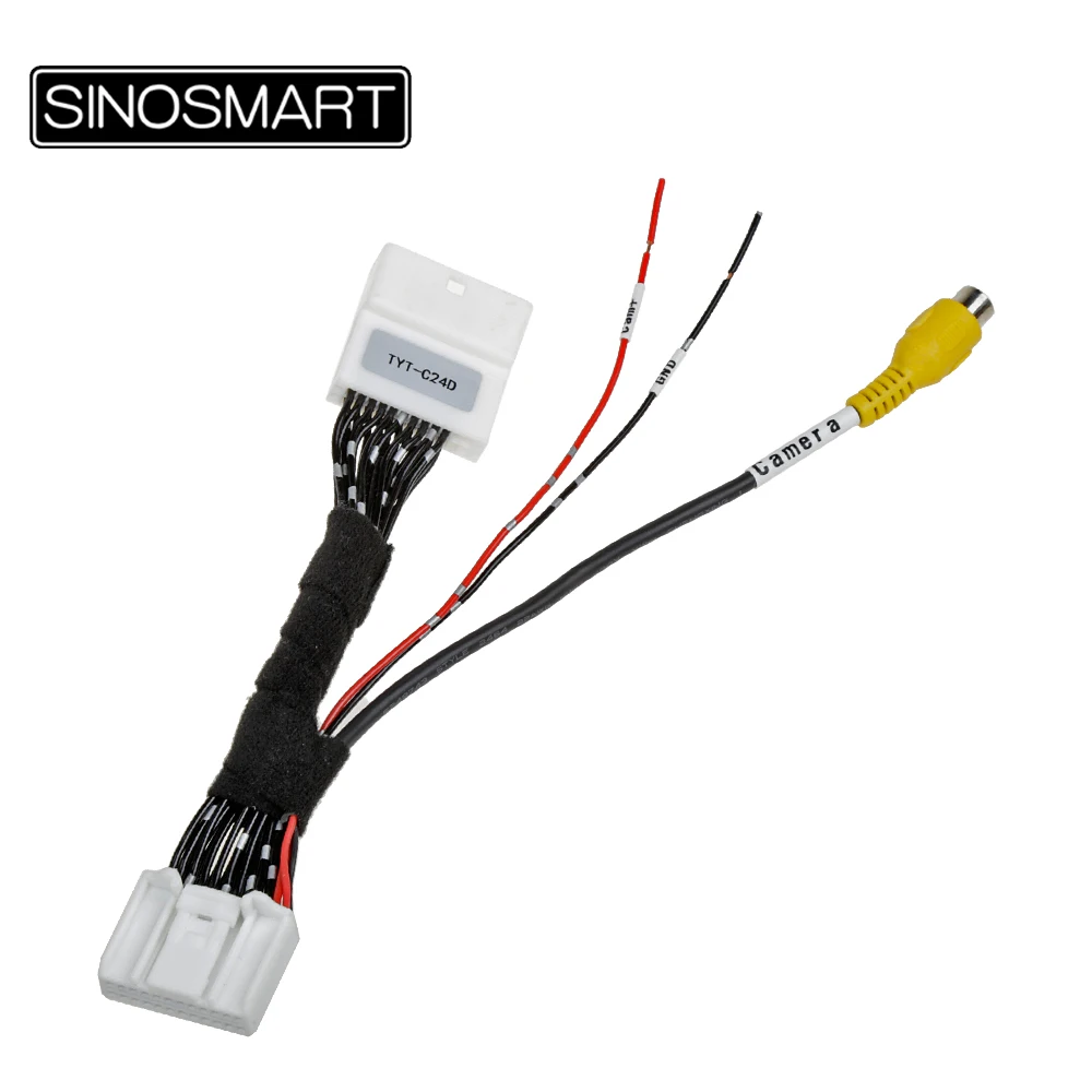 SINOSMART C24D 24 Pinos Invertendo Camera Cabo de Conexão para Prado Crown LAND CRUISER OEM Monitor sem Danificar a Fiação