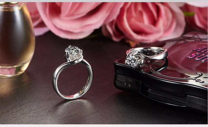 Jewellwang Moissanites обручальные кольца для женщин 18 К белое золото розовое специальное изысканное кольцо 0.5ct Certified vvs1