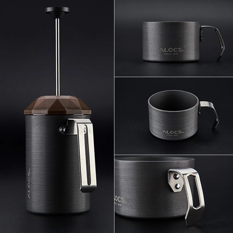 Alocs Kw-K25 Outdoor Camping Travel Coffee Pot Coffee Cup French Filter Coffee Pot Teapot Household Portable Law Press Hand Co