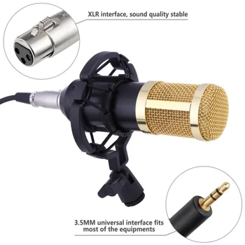 

Microphone Kits Professional Condenser Microphone + Mic Shock Mount + Ball-type Anti-wind Foam Cap + Microfono Power Cable