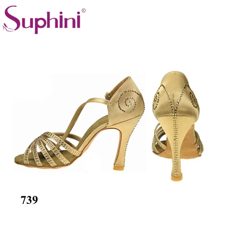 

Suphini Women Professional Soft Salsa Latin Ballroom Dancing Shoe with Rhinestone Latin Shoes