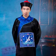 Черный гвардейцы офицерская форма набор из Китая цинской династии костюм для косплея на Хеллоуин одежда для Для мужчин с Кепки