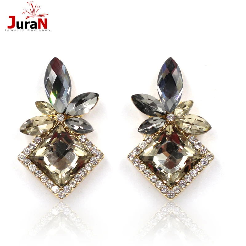 Женские серьги пусеты JURAN модные с кристаллами F1208 2018|earring bails|earrings opalearring setting |