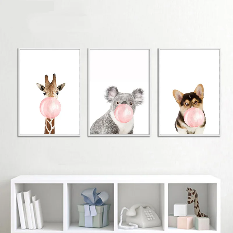 

Baby Animal Zebra Girafe Canvas Poster Nursery Wall Art Print Painting Nordic Picture Children Bedroom Decoration