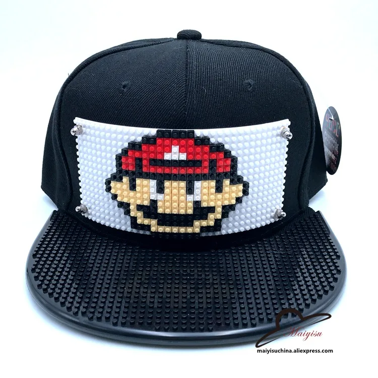 Мода Супер Марио мозаика настроить Snapback DIY Marie brick полями на заказ для шляпы хип-хоп Snapback шляпа бейсбольная Кепка - Цвет: 99