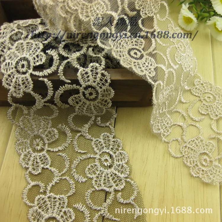 

The new 75mm wide- soluble embroidery lace mesh lace bow hair accessories material lace dress