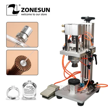 

ZONESUN Pneumatic Perfume Crimping Machine Capper Metal Cap Press Machine Cap Sealing Machine Perfume Crimper Sealer