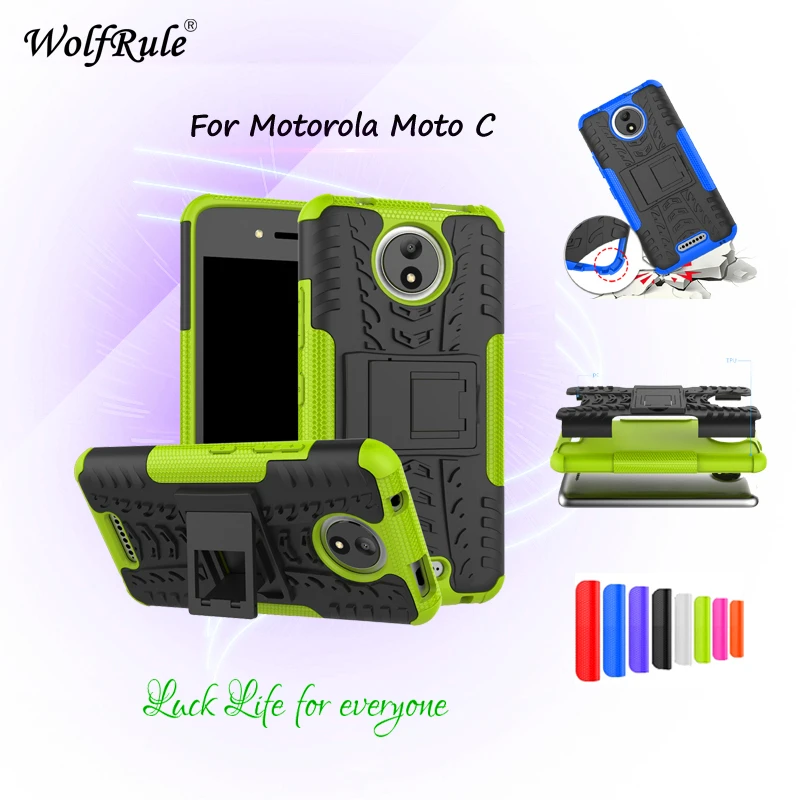 Чехол для Motorola Moto C чехол WolfRule TPU и PC держатель Броня бампер телефона XT1750 XT1754 5''
