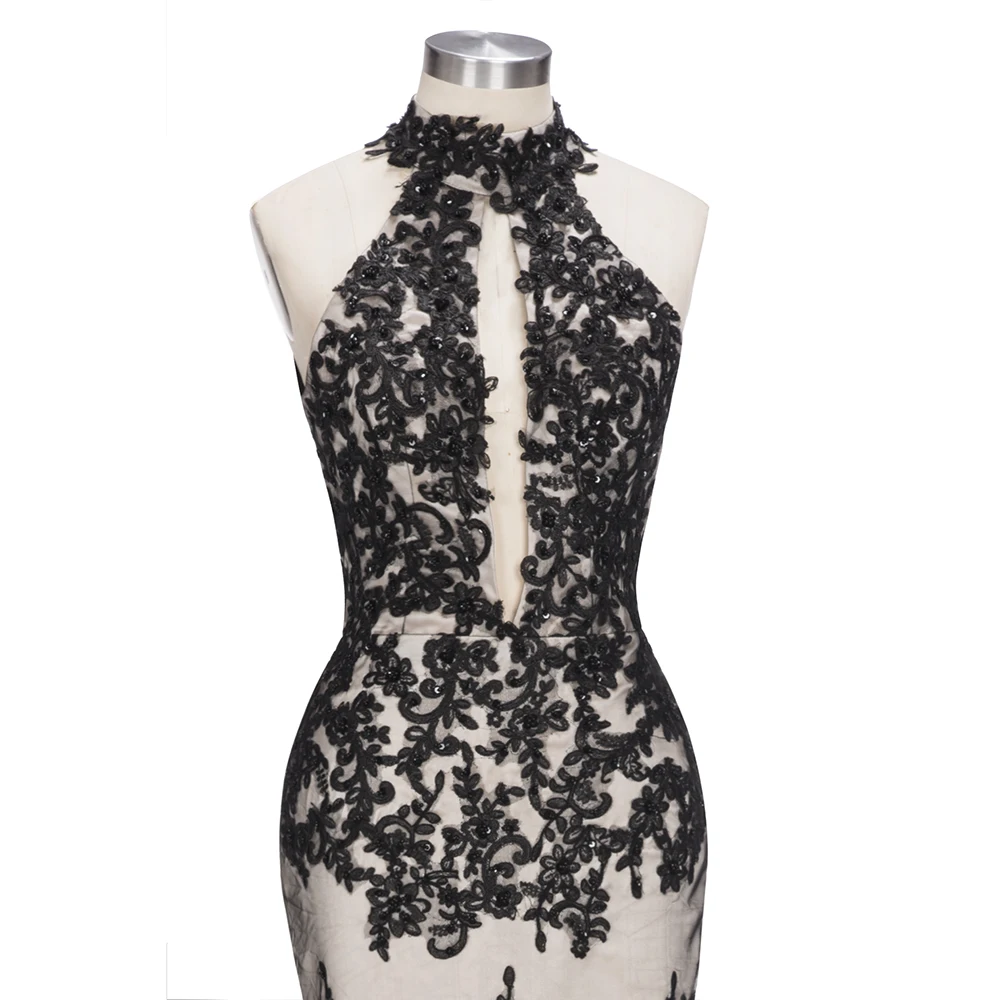 Babyonlinedress Elegant Black Mermaid Evening Dresses Long Sexy Open Back Lace Halter Neck Party Gowns vestido de festa Babyonlinedress Elegant Black Mermaid Evening Dresses Long Sexy Open Back Lace Halter Neck Party Gowns vestido de festa
