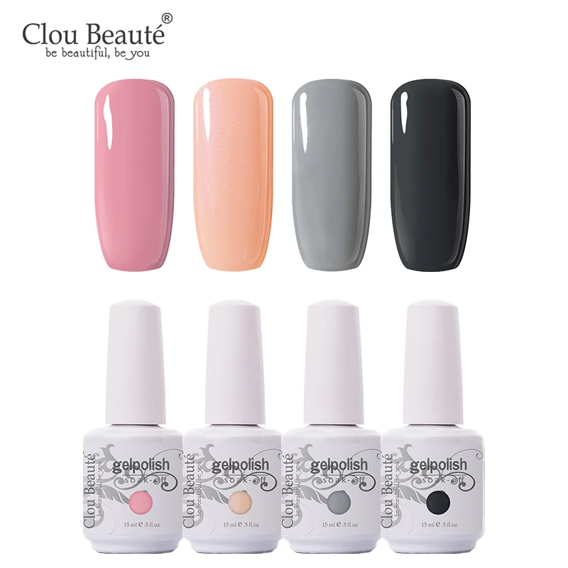 Clou Beaute Гель-лак 18 цветов набор гель-лаков для ногтей телесный серия УФ-гель для ногтей Базовое покрытие не протирать Топ Гель-лак для ногтей - Цвет: 4pcs-15ml-ZH10