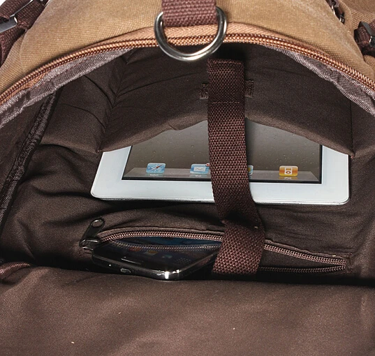 46 см x 27 см x 27 см кофейная Большая вместительная мужская дорожная сумка, рюкзак для альпинизма, Брезентовая сумка на плечо