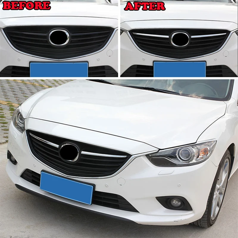 Для Mazda 6 Atenza GJ 2013 Хромированная передняя Центральная сетка решетка крышка радиатора полоса отделка украшение автомобиля Стайлинг