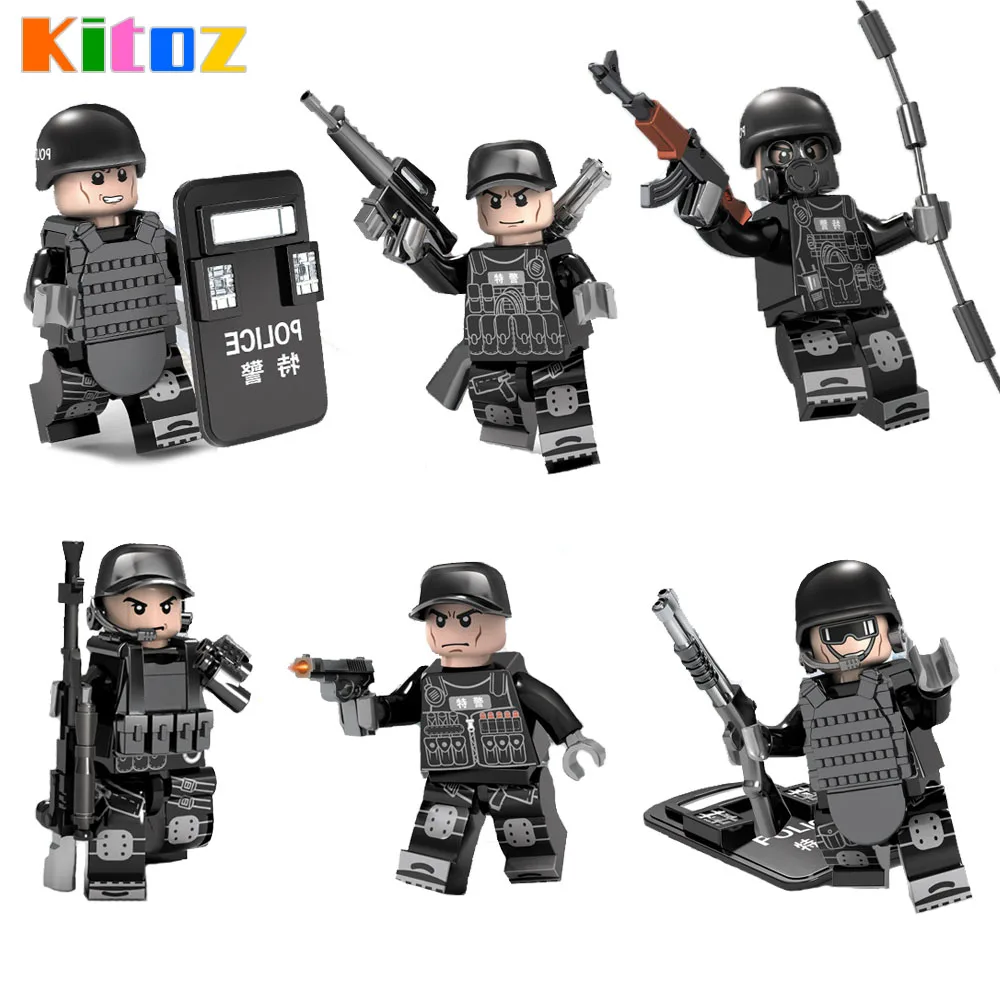 

Kitoz SWAT Special Forces Tactics Assault Commando Policeman Toy Figure MOC Police Military Building Block Compatible with lego