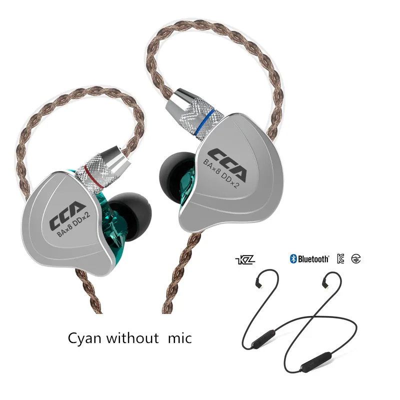 CCA C10 4ba+ 1dd гибридные наушники-вкладыши Hi-Fi Monito спортивные наушники для бега 5 приводных устройств гарнитура KZ Bluetooth кабель для CCA C10 - Цвет: Cyannomicbluetooth