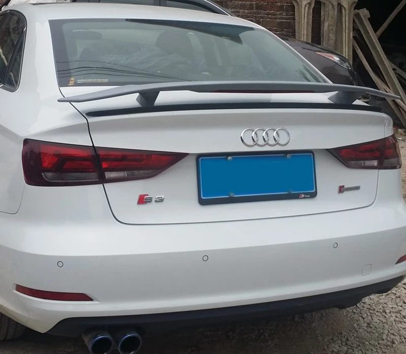 

SHCHCG For Audi A3 S3 Sedan 4Doors 2013-2018 ABS Plastic Unpainted Primer Color Rear Spoiler Rear Trunk Wing Car Accessories