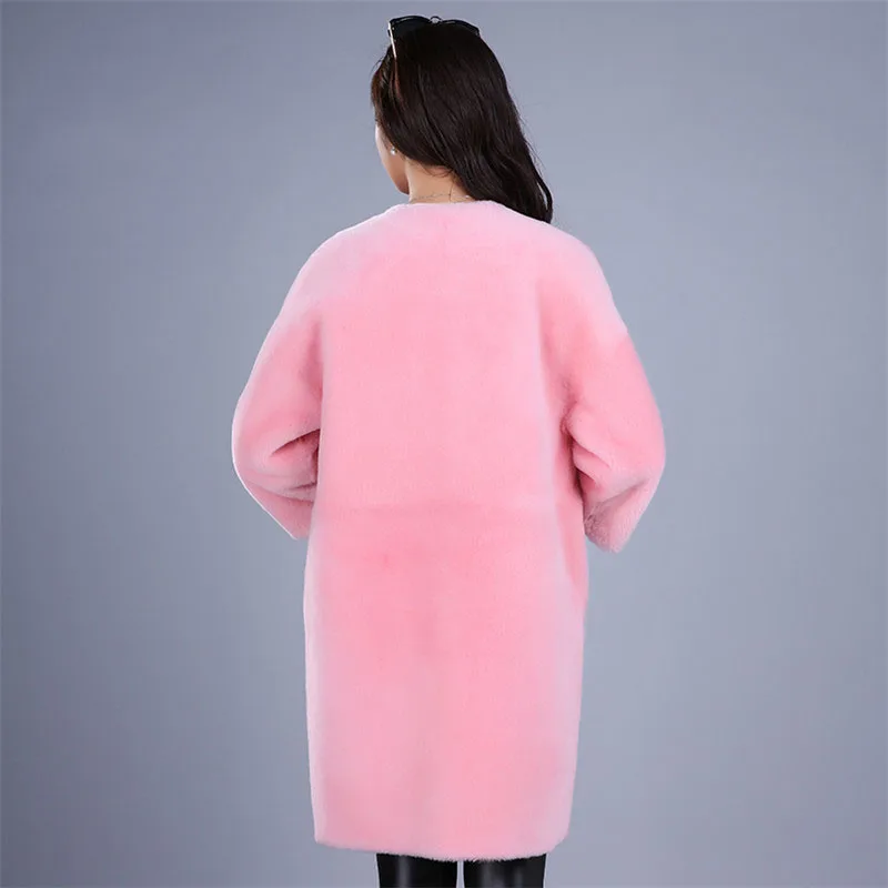 Yiyyunshu импортное двустороннее меховое пальто из натурального Мериносовой овцы, меховая куртка с круглым вырезом, двухсторонняя женская зимняя куртка из натурального меха