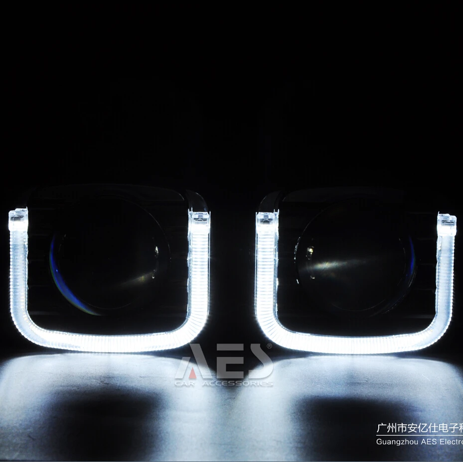 

2017 Best Sell AES Newest Square LED DRL Angel Eye Integrated Shrouds 2PCS Masks For Koito Q5 Hella 5 WST 3 Inch Projector Lens