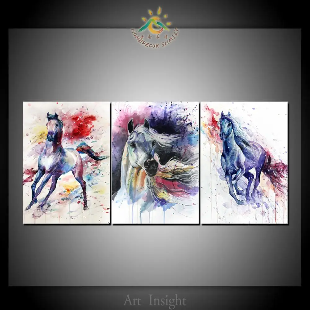 Buy 3 Piece Abstract Horses Animal Canvas Art Wall