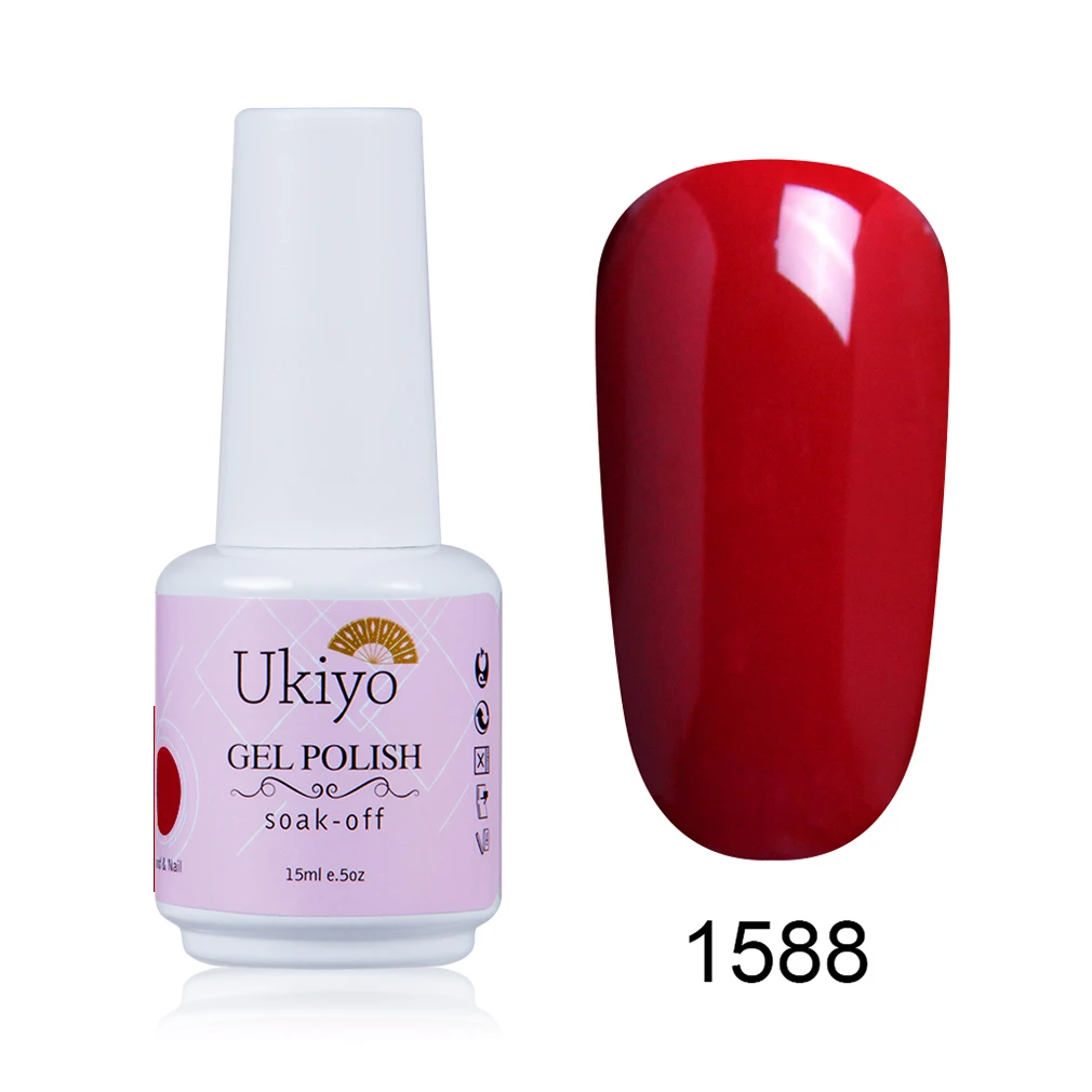 Ukiyo 15 мл гель лак Vernis полуперманентный УФ-гель для ногтей эмаль гель для ногтей геллак замачиваемый блеск лак для ногтей - Цвет: 1588