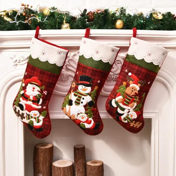 

Christmas Party Hanging Stockings Gift Bags Ornaments Xmas Tree Pendant Santa Claus Candy Pouch Children New Year Presents kerst