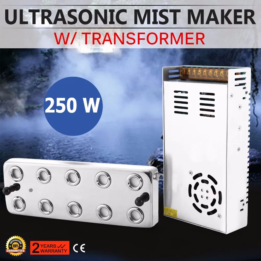10 Head Ultrasonic Mist Maker Fogger Humidifier w/ Transformer