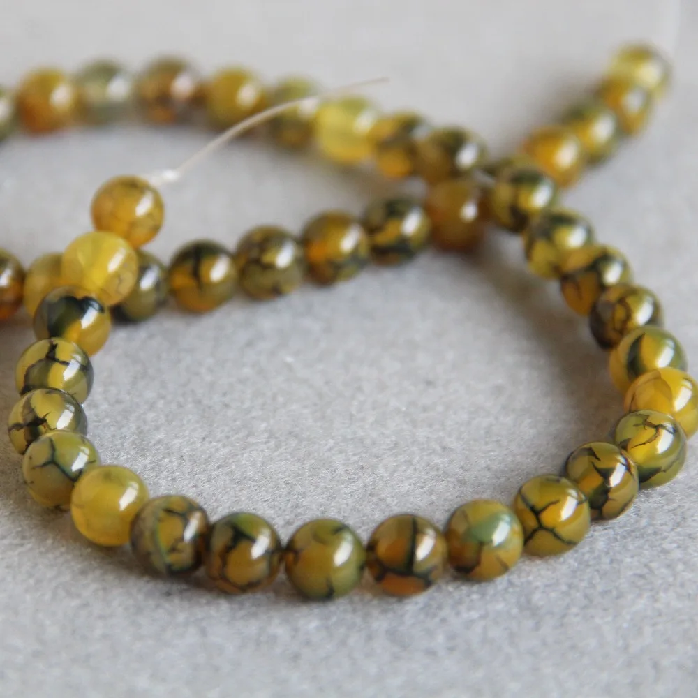 

(Мин Order1) 8 мм новые желтые Разноцветные Бусины из натурального оникса круглые в полоску натуральный камень 15 дюймов женские модные ювелирные изделия