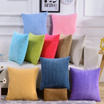 

Corduroy Soft Striped Cushion Covers 45x45 Throw Case Blue Green White Purple Gray Pink Yellow Car Home Decorative Pillow Cover