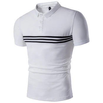

Short Sleeve New Gentleman England Chest Stripes Slim Short Sleeve POLO