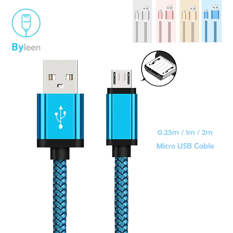 

Byleen 0.25/1/2 m Micro USB Fast Charging Line USB 2.0 Charger For huawei Y5 Y6 2018 P smart P8 Lite 2017 Honor 9 Lite Kabel
