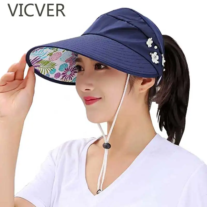 Summer Hat Women Beach Foldable UV Protection Sun Hats Pearl Packable