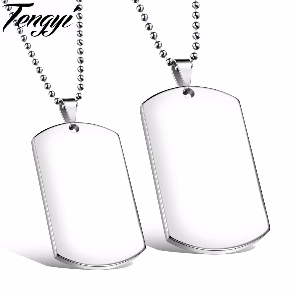 TENGYI Personalized ID Bracelet DIY Engraving Romantic Pendant Couple