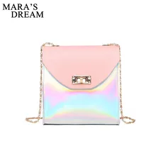 Mara’s Dream Laser Holographic Messenger Bag Flap Sweet Hasp PU Leather Patchwork Handbag Fahsion Girls Mini Harajuku Handbags