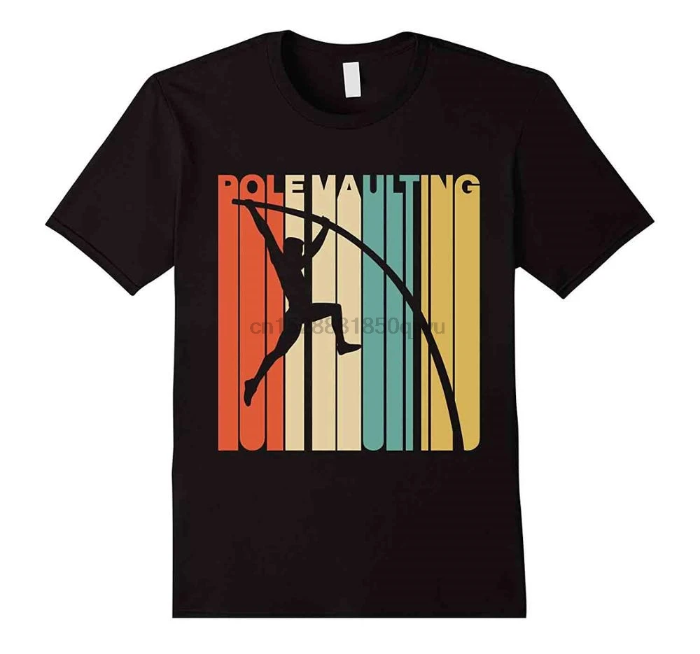 

O-neck Fashion Casual High Quality Print T Shirt Vintage Style Pole Vaulting Silhouette T-shirt