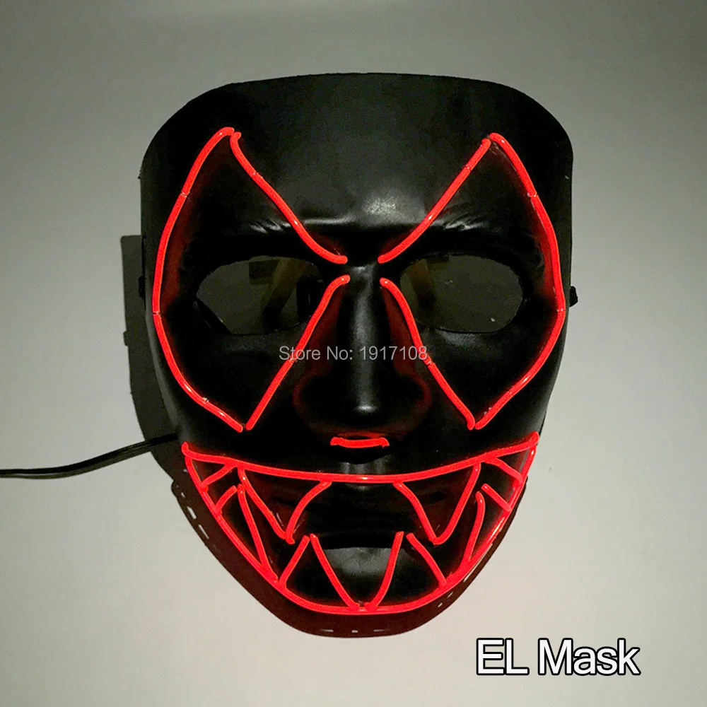 

New type EL wire mask for Carnival Party and Custom colors makeup party in Bar Cold light mask Powered by DC-3V