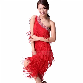 

2018 New Tassel Latin Dance Costumes 6colors Ballroom Dance Dress Free Shipping Cha cha/Rumb/Samba/Cowboy Clothes For Dancing