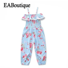 EABoutique/летняя детская одежда; модная майка с цветочным принтом; маленькие шарики; штаны для девочек; комбинезоны; боди
