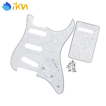

New White Pearl 11 Holes SSS Guitar Pickguard Scratch Plate 4Ply & Back Plate Tremolo Cover & Screws for Guitar Accessories
