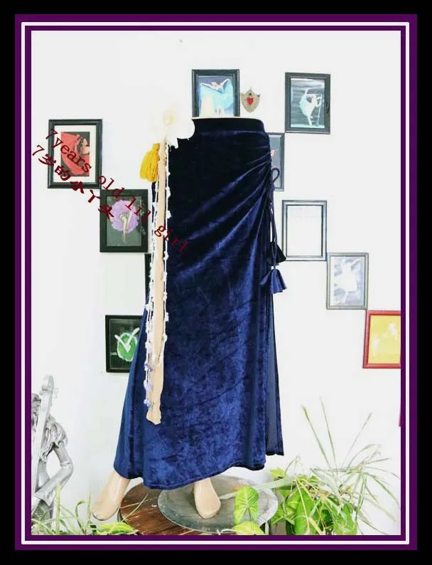 

Bellydance Costume Tribal Fusion velvet skirt with Open Slit SRA27