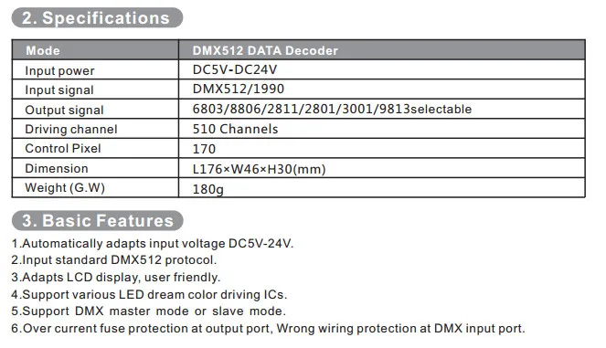 BC-820 DMX-SPI декодер сигналов; dmx-spi DMX512 DMX декодер control LPD6803 LPD8806 WS2811 WS2801 SK6812 UCS1903/9813 WS2812B пикселей