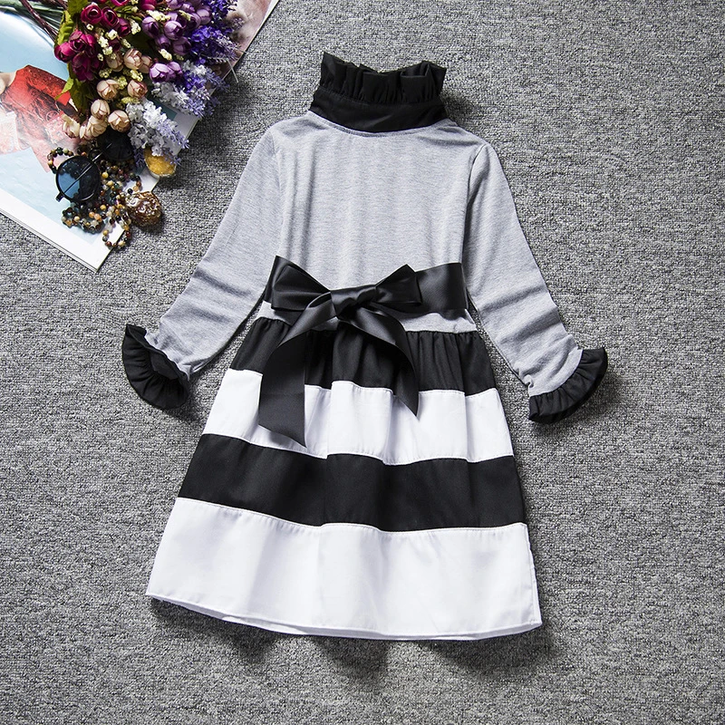 2018 Autumn Baby Girls Dress Long Sleeve Striped Children Winter Dress Girls School Daily Wear Kids Toddler Autumn Clothing  (11)