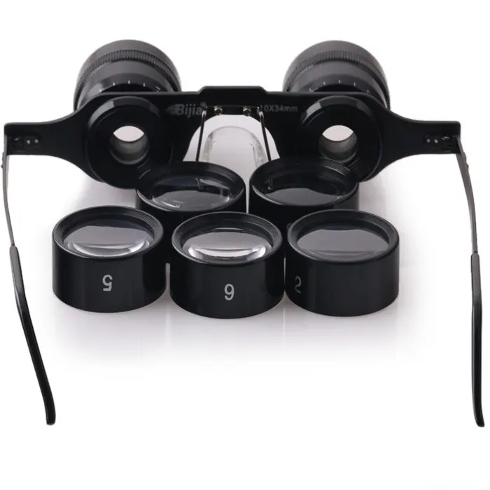 BIJIA 2.5X 15X Adjustable Glasses Shaped Low Vision Telescope with 5