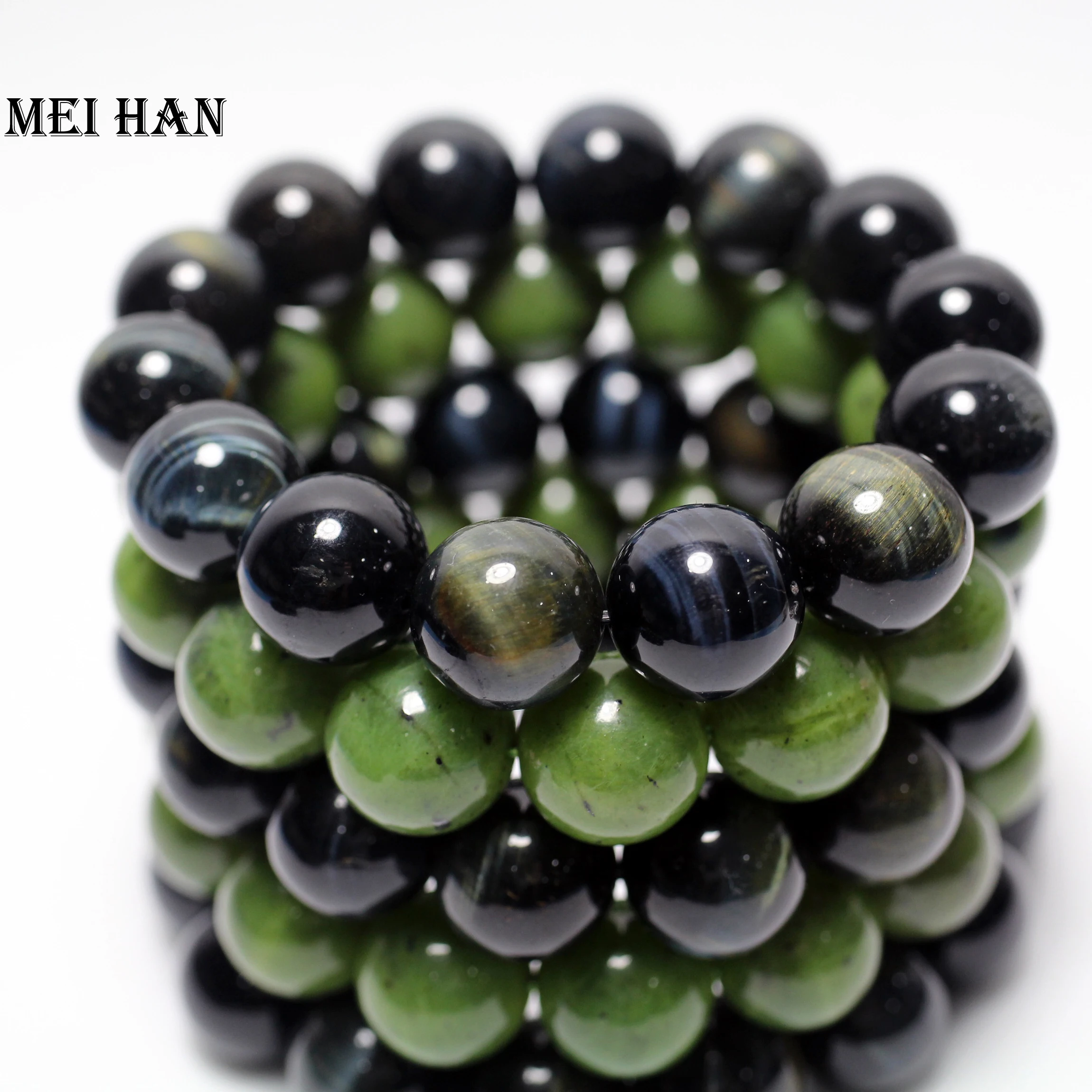 

Meihan Wholesale 16mm natural Hawk's eye smooth round loose beads bracelet