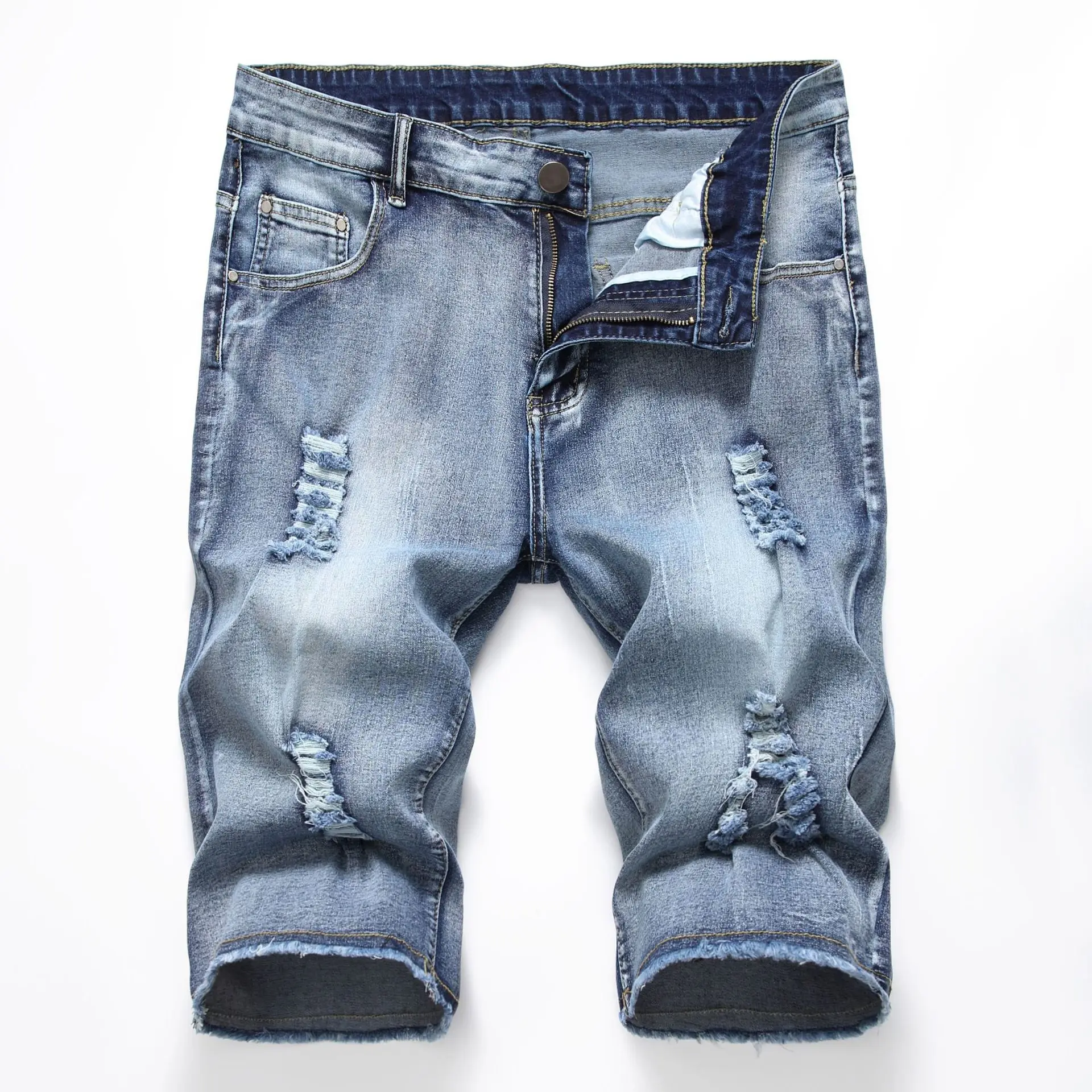 

New Fashion Mens Ripped Short Jeans Brand Clothing Bermuda Summer Cotton Shorts Breathable Denim Shorts Male 28-42